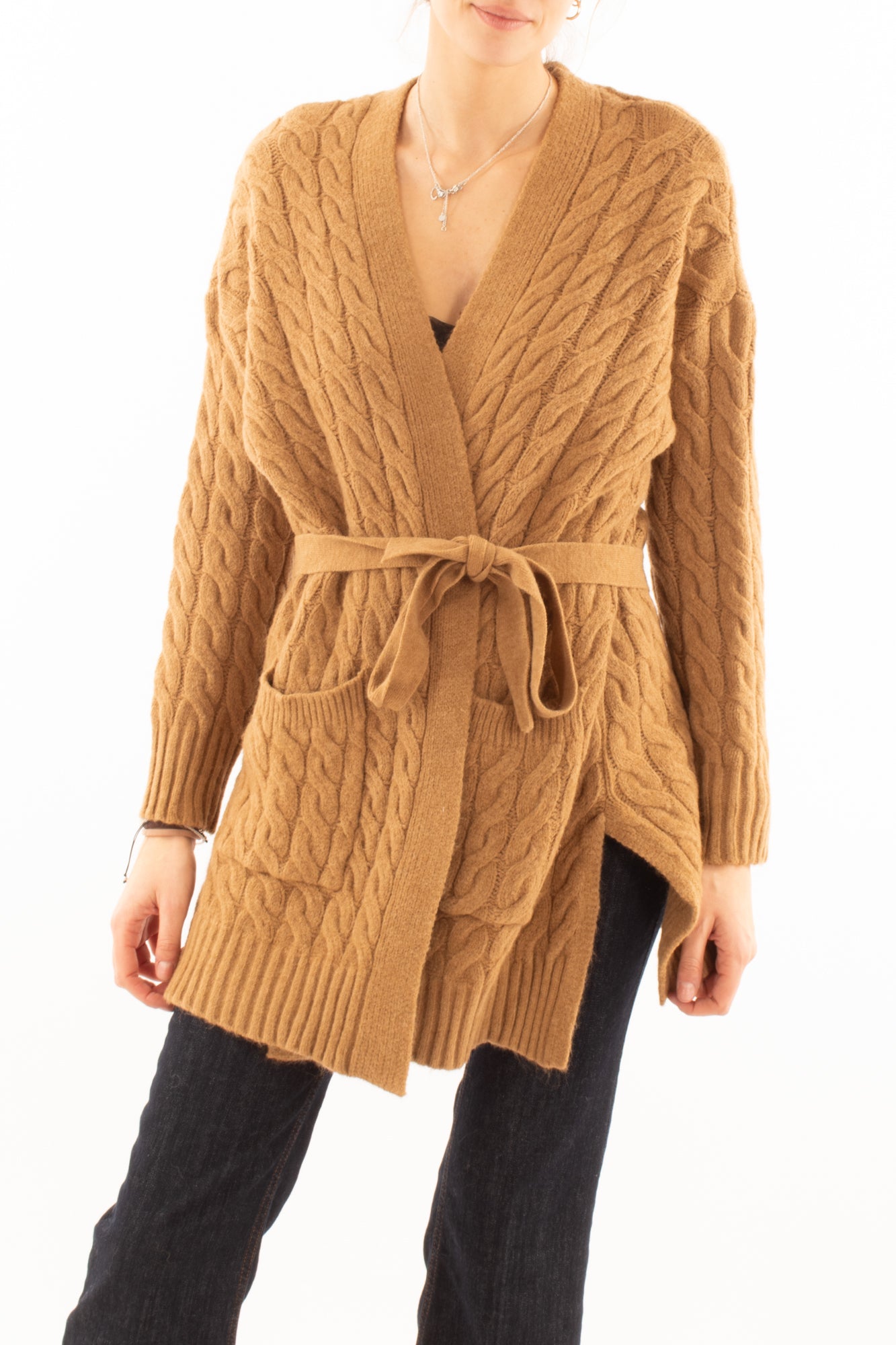 SUSY MIX Cardigan aperto con trecce Susy mix - Cammello Cammello