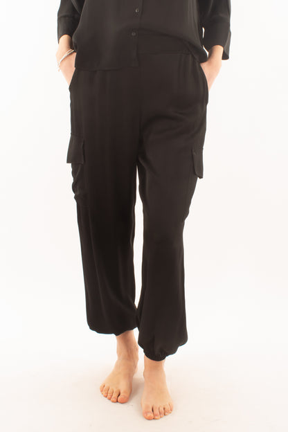 Pantalone in satin con tasconi da Donna Dixie - Nero