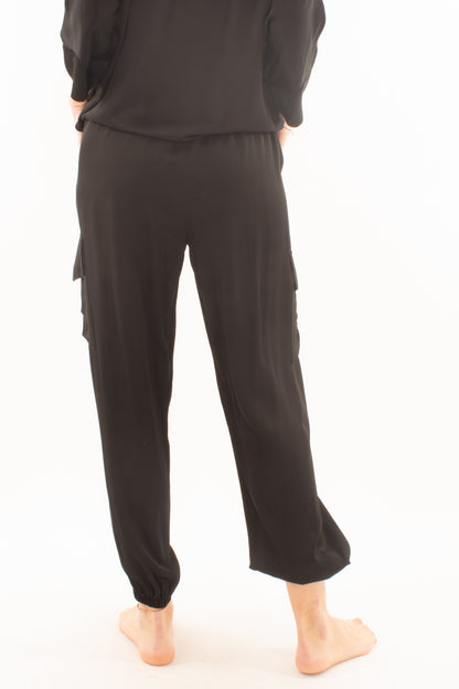 Pantalone in satin con tasconi da Donna Dixie - Nero