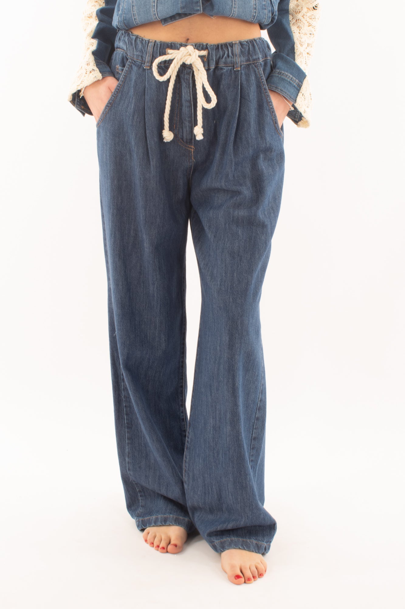 DIXIE Pantalone a palazzo con corda da Donna Dixie - Denim Denim