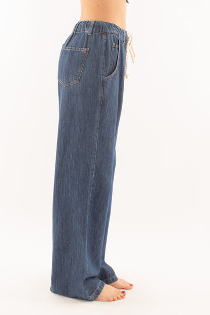 DIXIE Pantalone a palazzo con corda da Donna Dixie - Denim Denim