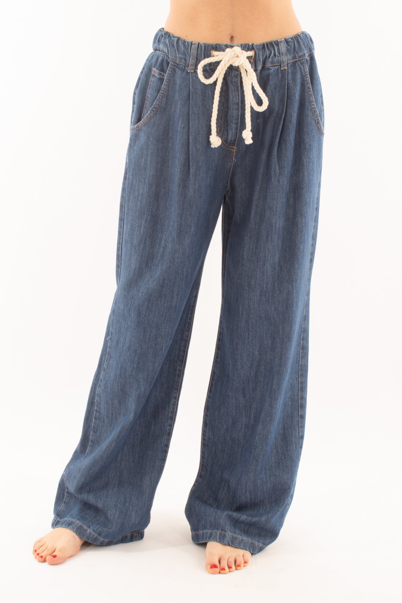 DIXIE Pantalone a palazzo con corda da Donna Dixie - Denim Denim