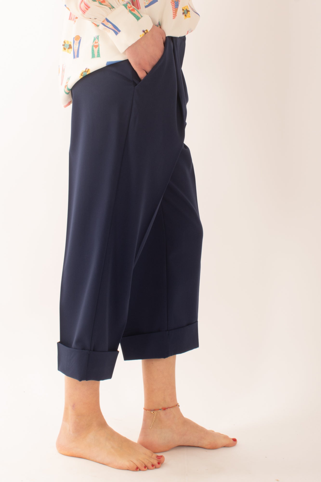 DIXIE Pantalone a palazzo con risvolto da Donna Dixie - Blu Blu