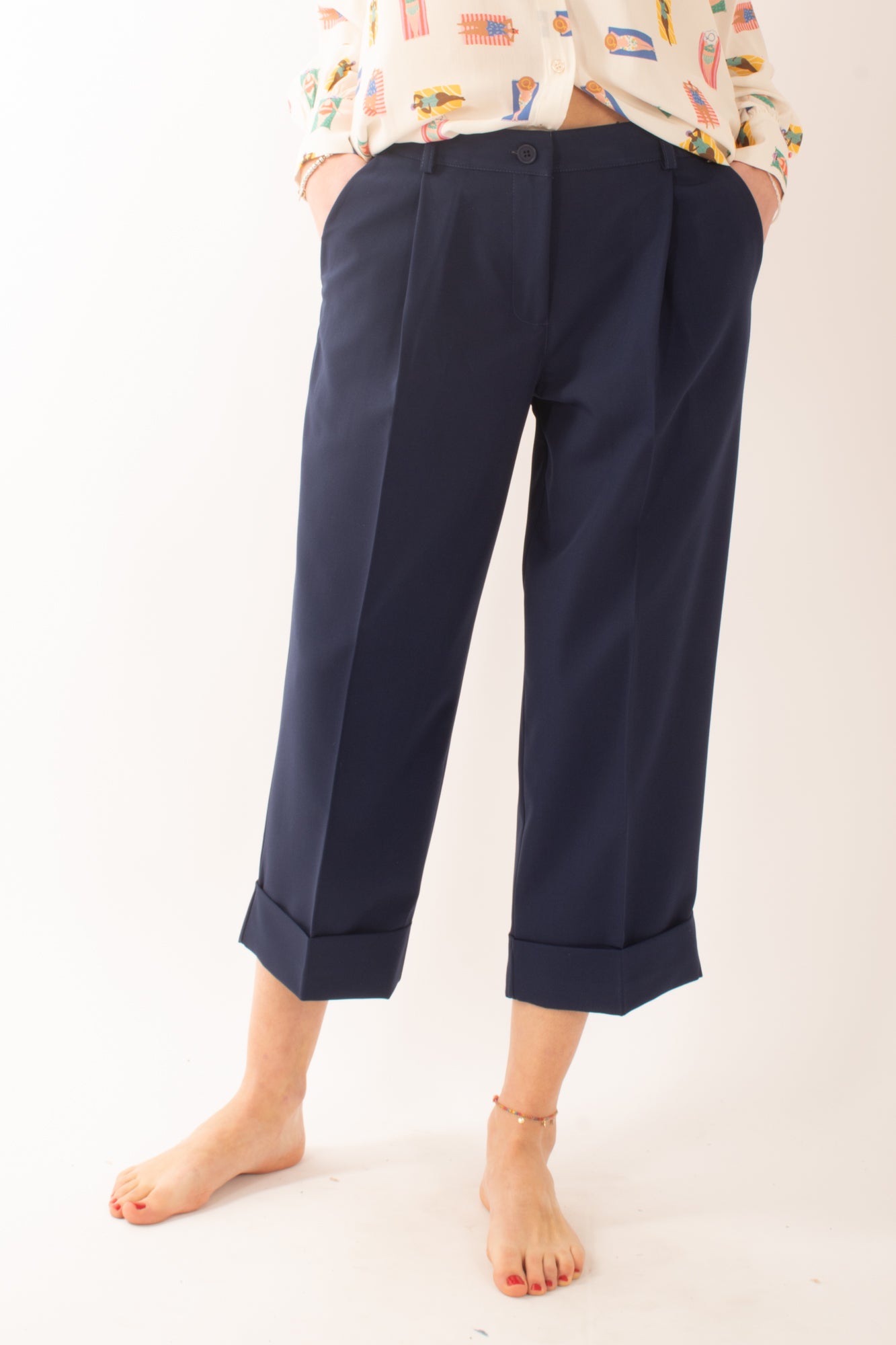 DIXIE Pantalone a palazzo con risvolto da Donna Dixie - Blu Blu