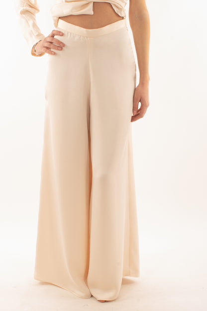 Pantalone a palazzo in satin da Donna Eleh - Peach