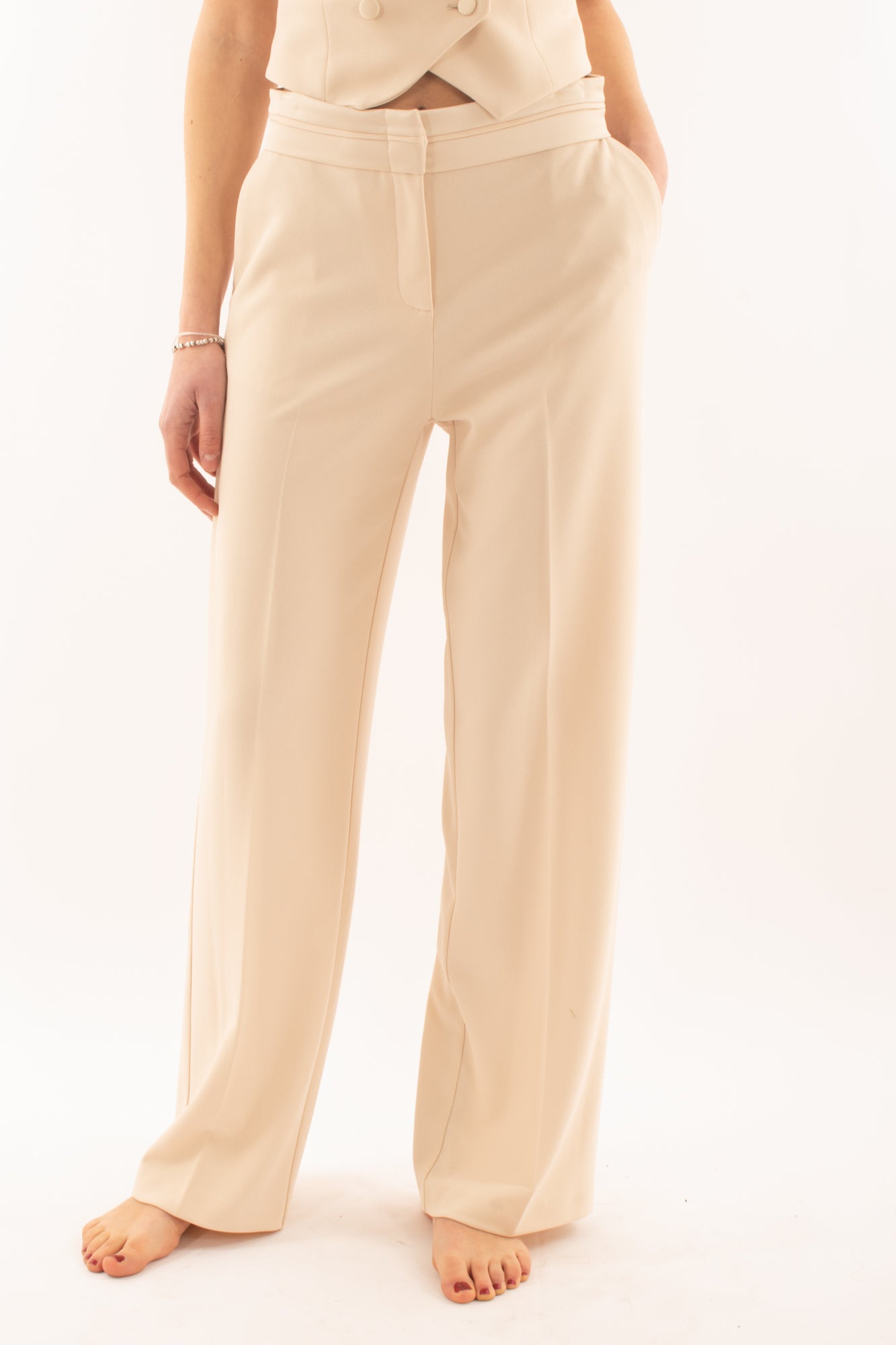 IMPERIAL Pantalone con risvolto su punto vita da Donna - Imperial - Avena Avena