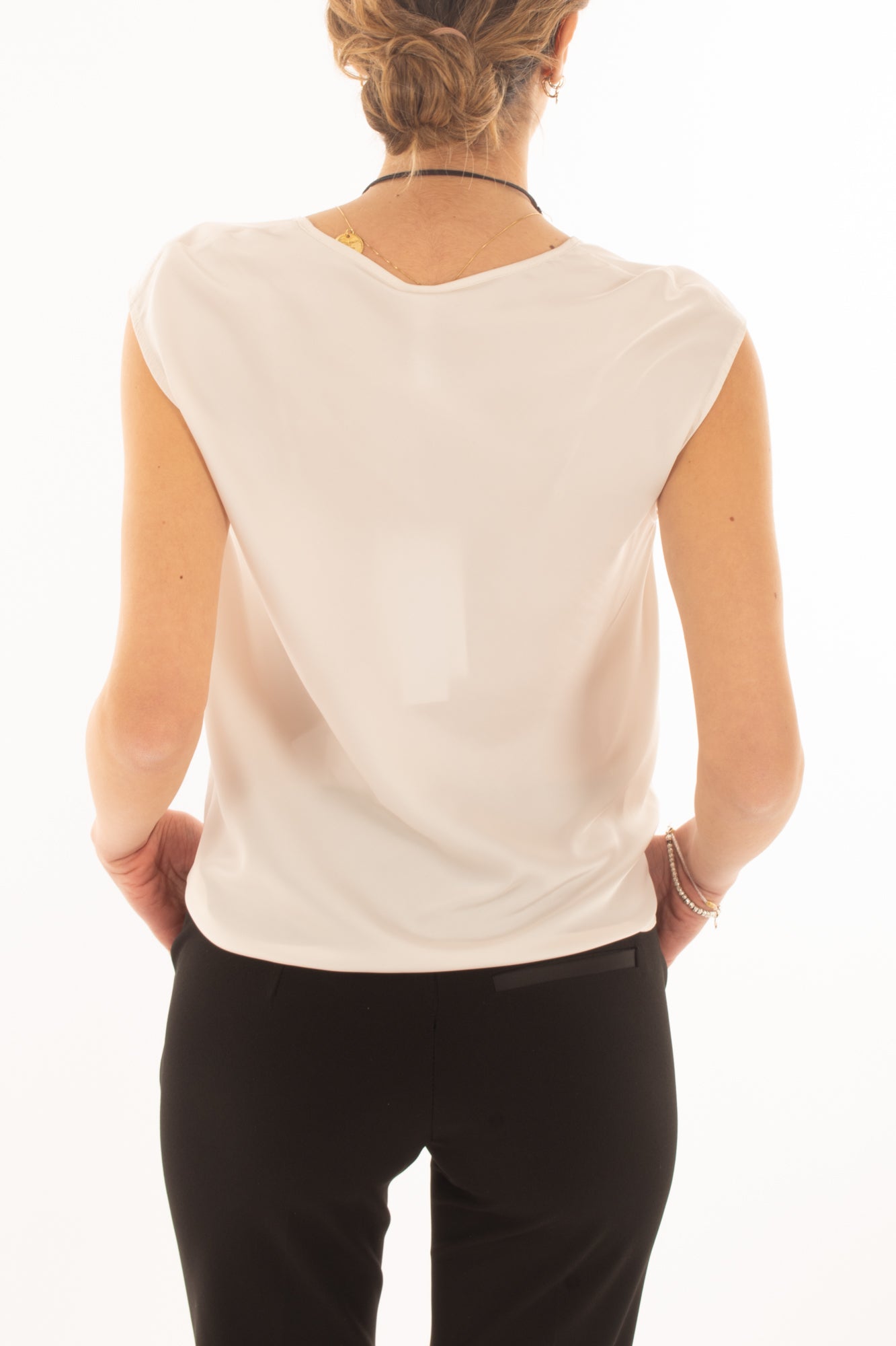 Blusa a v smanicata da Donna Imperial - Champagne