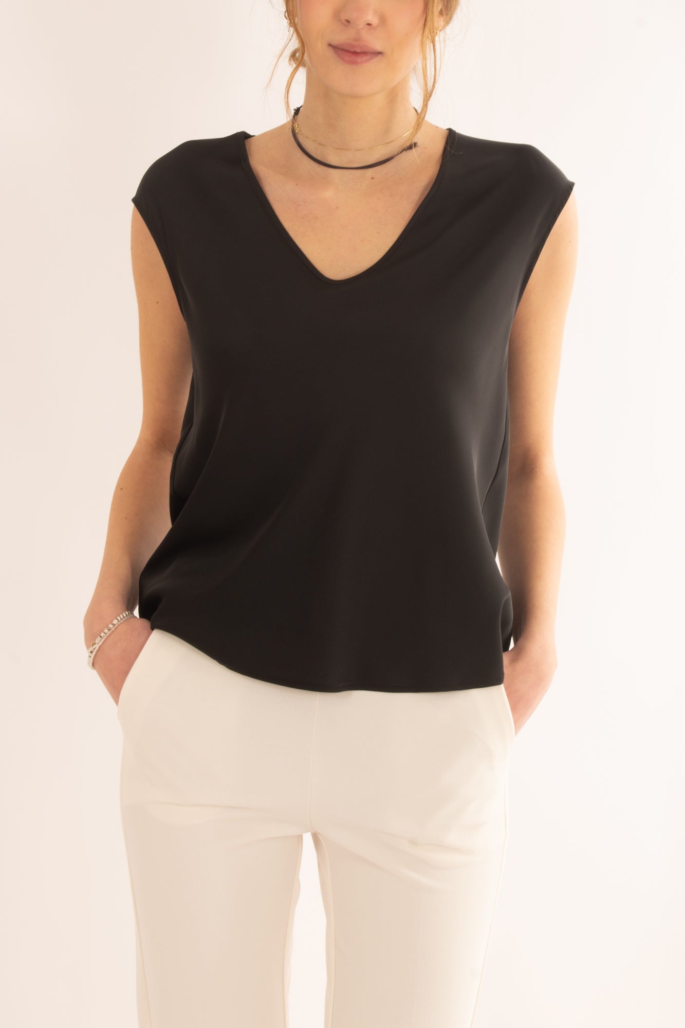 Blusa a v smanicata da Donna Imperial - Nero