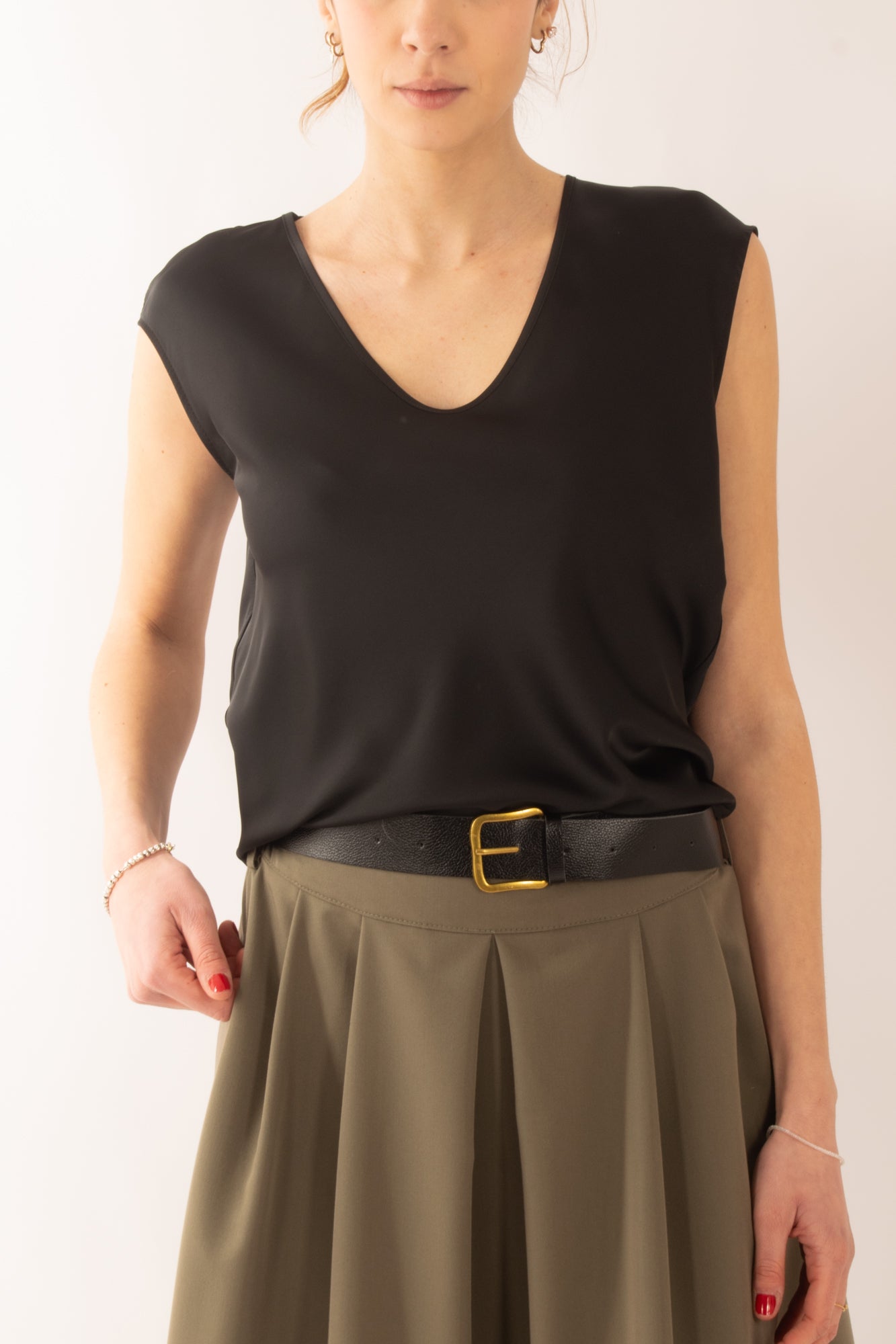 Blusa a v smanicata da Donna Imperial - Nero